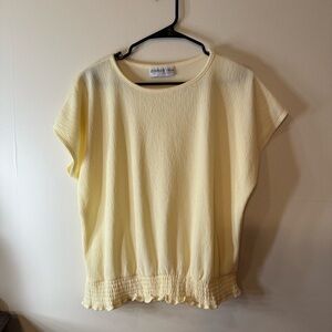 Yellow Boxy Ribbed T-Shirt with Fringe